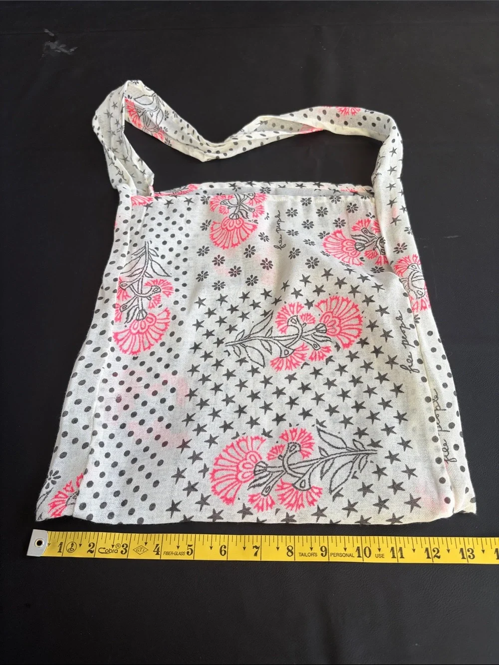Free People Pink Floral Star Print Sheer Cloth Shoulder Tote Bag Like New